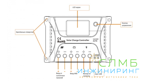 Солнечный контроллер SRNE SR-HP2410 12/24V 10A PWM