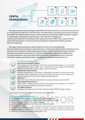 Аккумулятор литиевый Vektor "LFP 51,2-100W   (BMS 100A)"