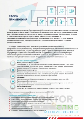 Аккумулятор литиевый Vektor "LFP 51,2-100W   (BMS 100A)"