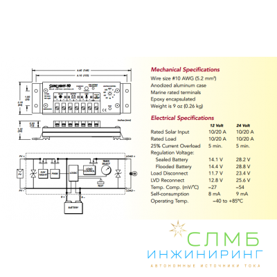 Morningstar SunLight SL 20А 24В контроль нагрузки