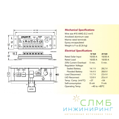 Morningstar SunLight SL 20А 12В контроль нагрузки